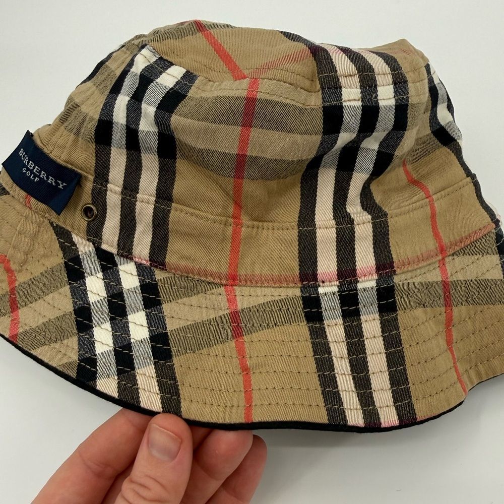 Vintage Burberry Golf Reversible Bucket Hat - Nova Check & Black - Picture 8 of 9